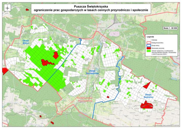 Mapa&#x20;obszaru&#x20;objętego&#x20;moratorium&#x20;na&#x20;terenie&#x20;Nadleśnictwa&#x20;Suchedniów